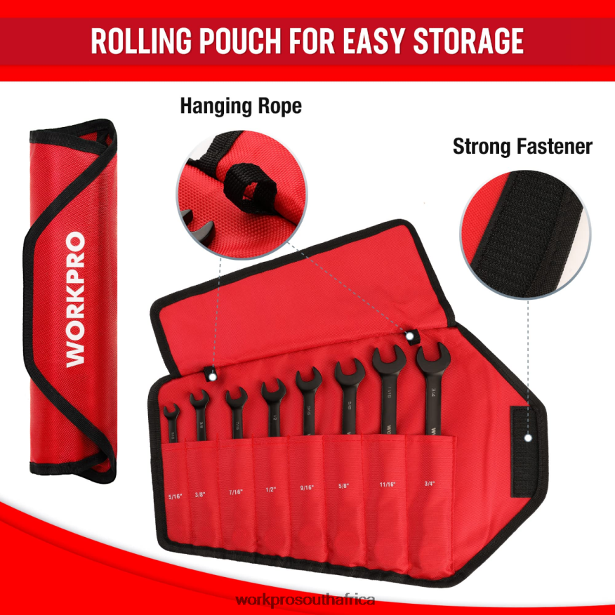ZA WORKPRO 8 Pcs Ratcheting Combination Flex-Head Anti-Slip Wrench Set Morden 4B8V2T80 Tool