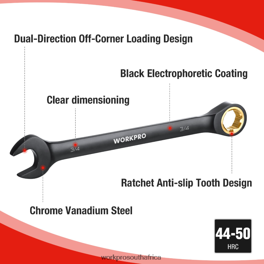 ZA WORKPRO 9 Pcs Anti-Slip Ratcheting Combination Wrench Set Black 4B8V2T88 Tool