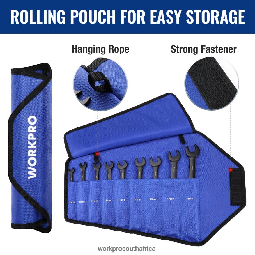 ZA WORKPRO 9 Pcs Anti-Slip Ratcheting Combination Wrench Set Black 4B8V2T88 Tool