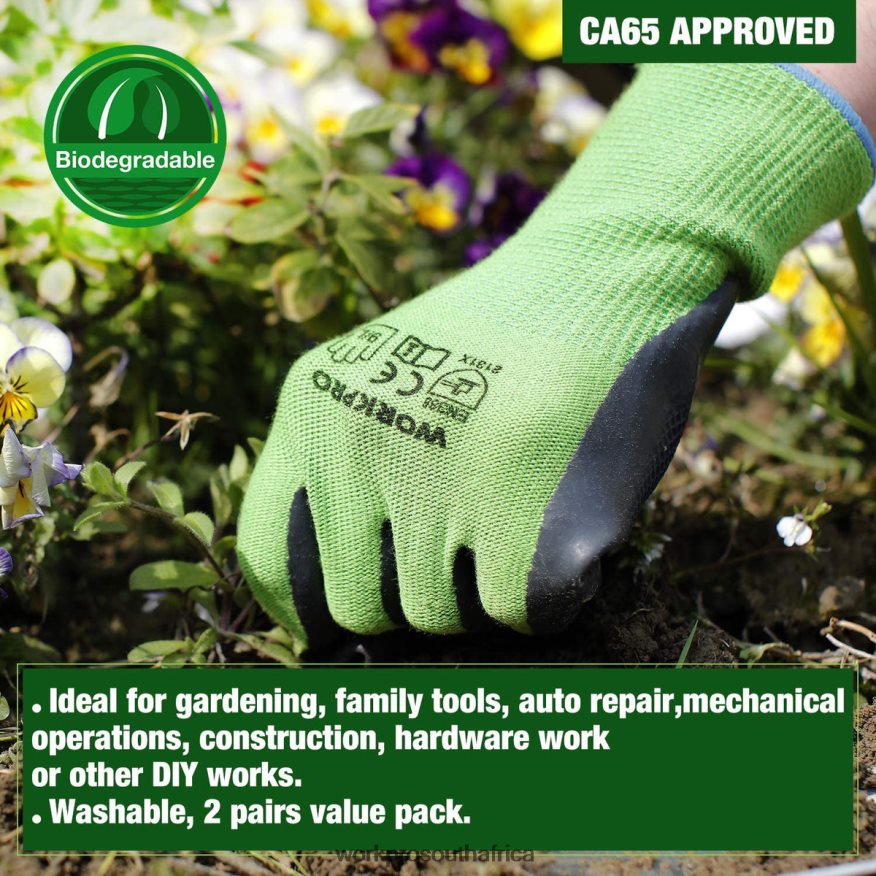 ZA WORKPRO 2 Pairs Garden Working Gloves with Eco Latex Palm Coated and Touchscreen for Weeding, Digging, Raking and Pruning New 4B8V2T273 Tool