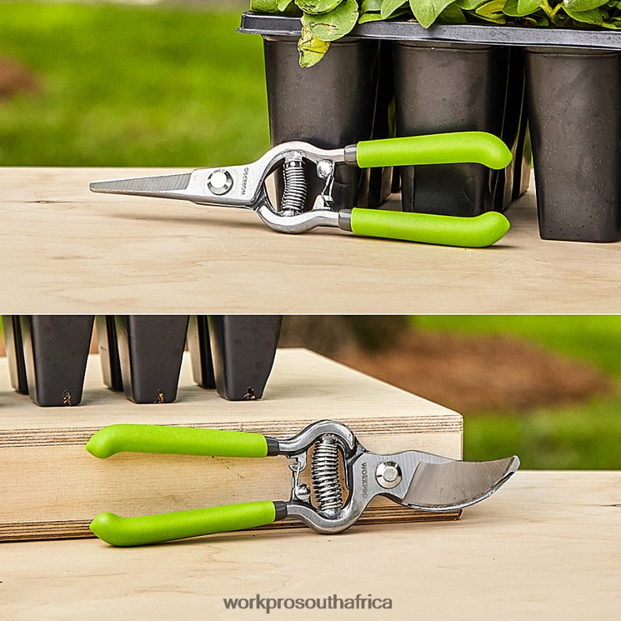 ZA WORKPRO 2 Pcs Pruning Shears Set with Steel Straight Blade Helpful 4B8V2T271 Tool