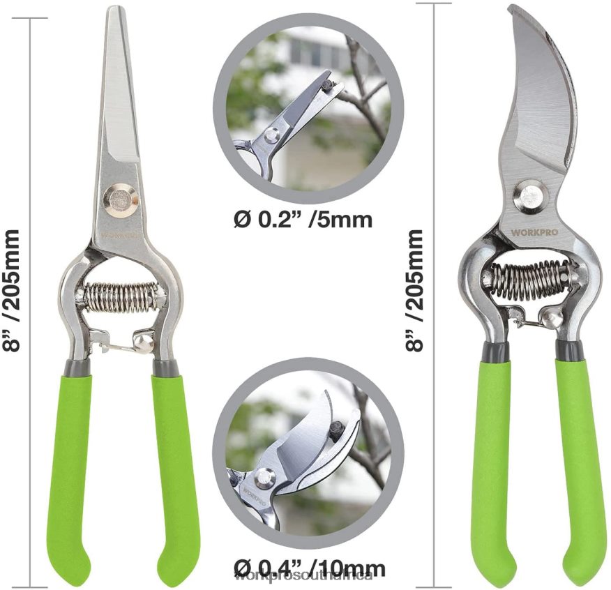 ZA WORKPRO 2 Pcs Pruning Shears Set with Steel Straight Blade Helpful 4B8V2T271 Tool