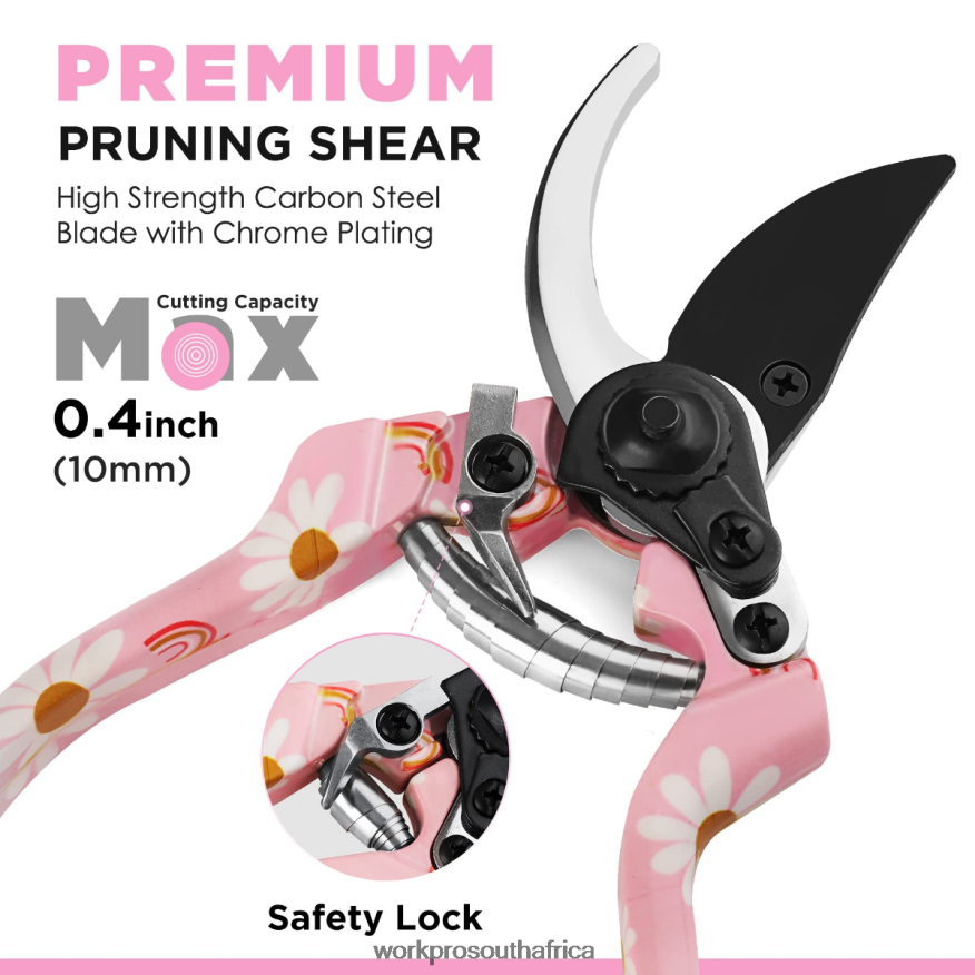 ZA WORKPRO 4PCS Aluminum Garden Tool Set White/Pink 4B8V2T285 Tool