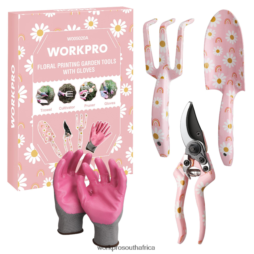 ZA WORKPRO 4PCS Aluminum Garden Tool Set White/Pink 4B8V2T285 Tool