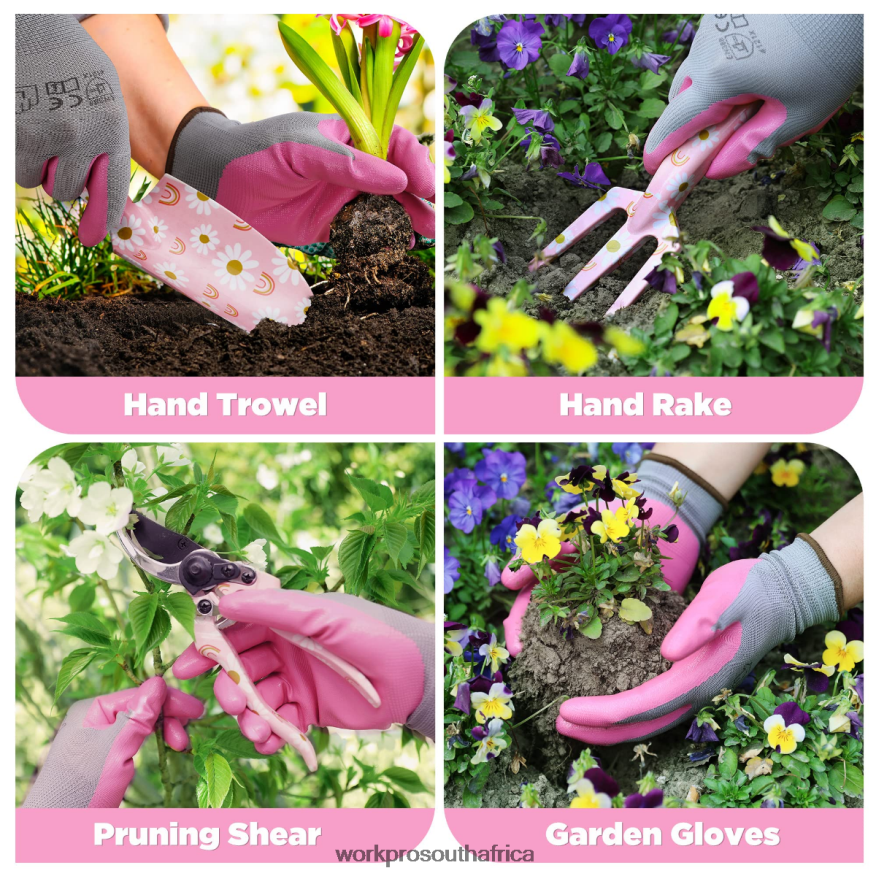 ZA WORKPRO 4PCS Aluminum Garden Tool Set White/Pink 4B8V2T285 Tool