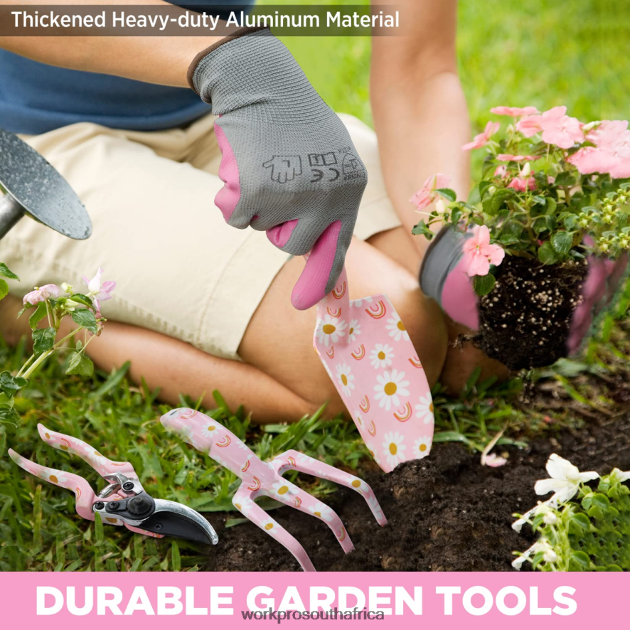 ZA WORKPRO 5PCS Aluminum Heavy Duty Gardening Tool Set White/Pink 4B8V2T284 Tool