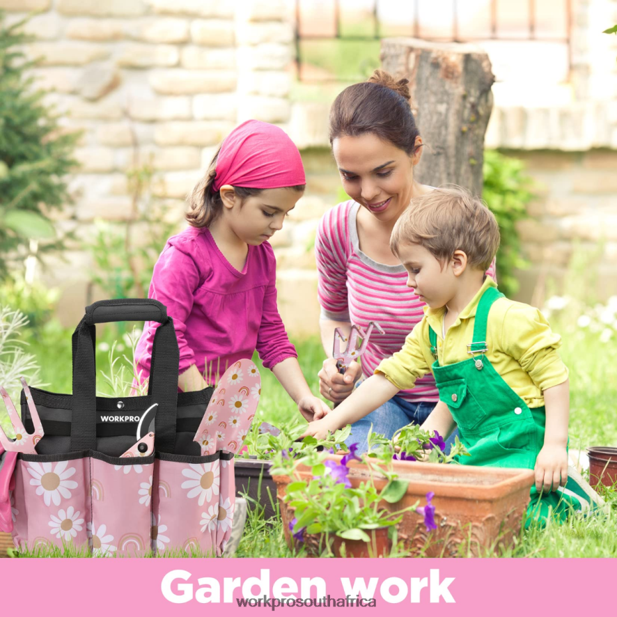 ZA WORKPRO 5PCS Aluminum Heavy Duty Gardening Tool Set White/Pink 4B8V2T284 Tool