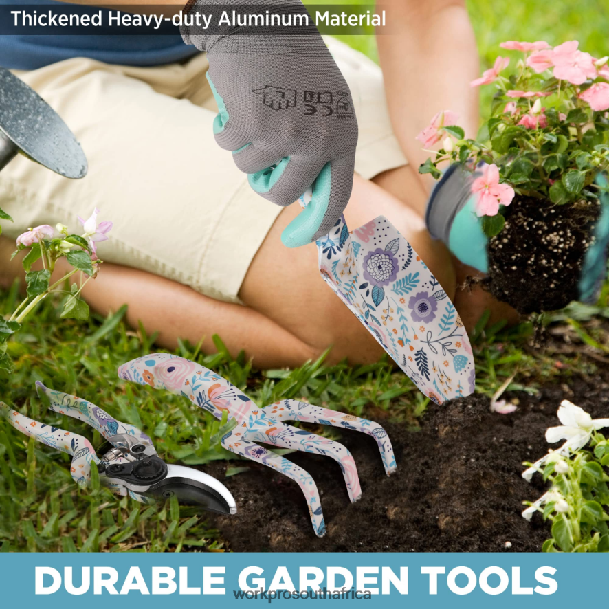 ZA WORKPRO 5PCS Aluminum Heavy Duty Gardening Tool Set White/Pink 4B8V2T284 Tool