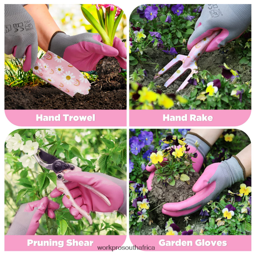 ZA WORKPRO 5PCS Aluminum Heavy Duty Gardening Tool Set White/Pink 4B8V2T284 Tool
