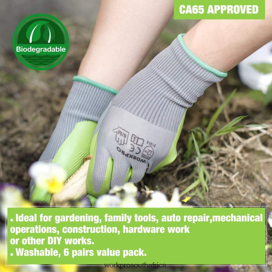 ZA WORKPRO 6 Pairs Garden Work Gloves with Eco Latex Palm Coated Helpful 4B8V2T275 Tool