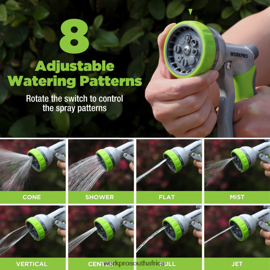ZA WORKPRO Garden High Pressure Water Hose Nozzle Sprayer with 8 Adjustable Watering Patterns & Thumb Control Design Useful 4B8V2T288 Tool