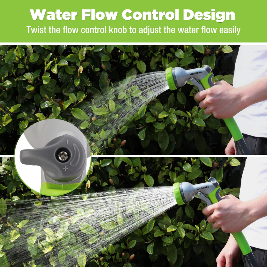 ZA WORKPRO Garden High Pressure Water Hose Nozzle Sprayer with 8 Adjustable Watering Patterns & Thumb Control Design Useful 4B8V2T288 Tool
