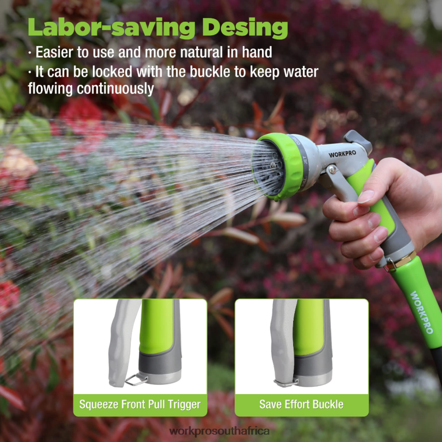 ZA WORKPRO Garden High Pressure Water Hose Nozzle Sprayer with 8 Adjustable Watering Patterns & Thumb Control Design Useful 4B8V2T288 Tool