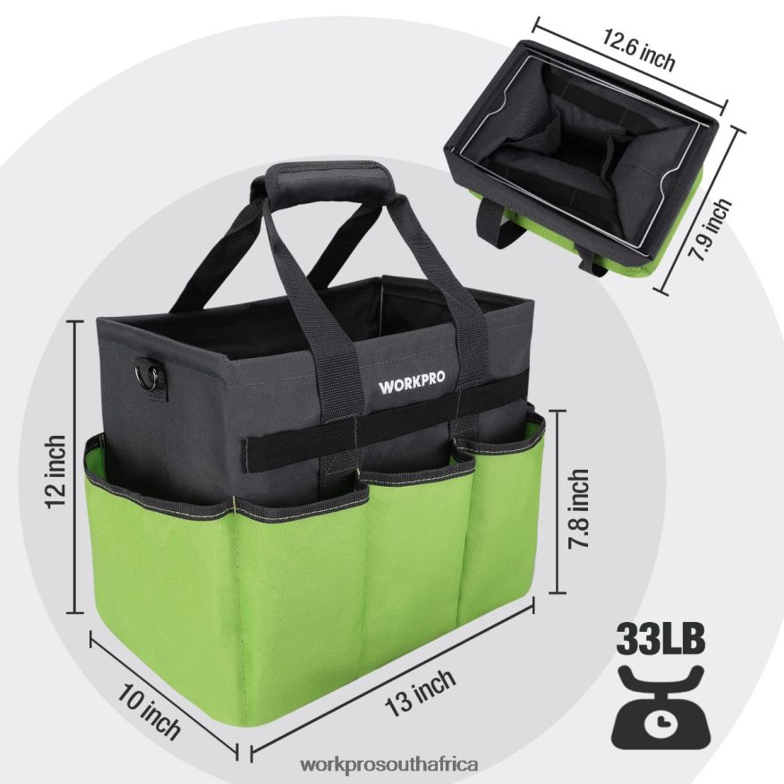 ZA WORKPRO Heavy Duty Standable Garden Tote Bag, with 10 Pockets and Long Adjustable Shoulder Strap Helpful 4B8V2T281 Tool