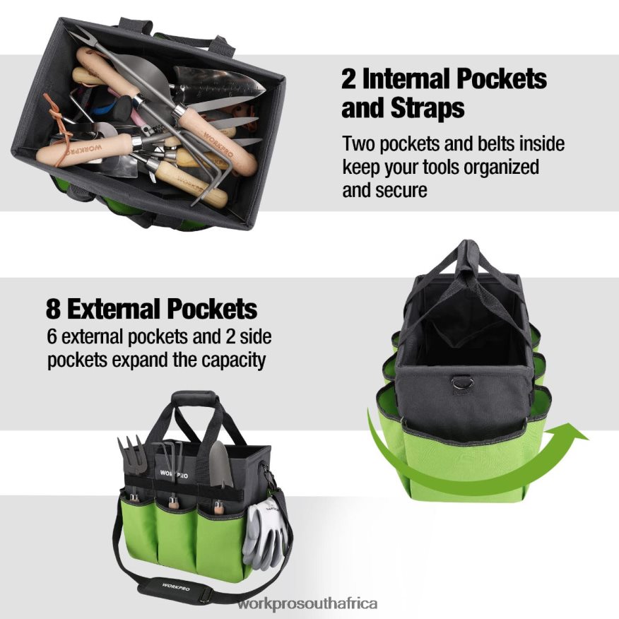 ZA WORKPRO Heavy Duty Standable Garden Tote Bag, with 10 Pockets and Long Adjustable Shoulder Strap Helpful 4B8V2T281 Tool