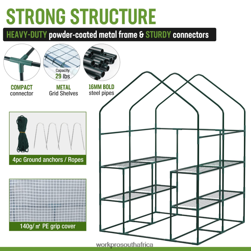 ZA WORKPRO Large 3 Tier 8 ShelvesOutdoor Portable Walk-in Gardening Greenhouse Useful 4B8V2T290 Tool