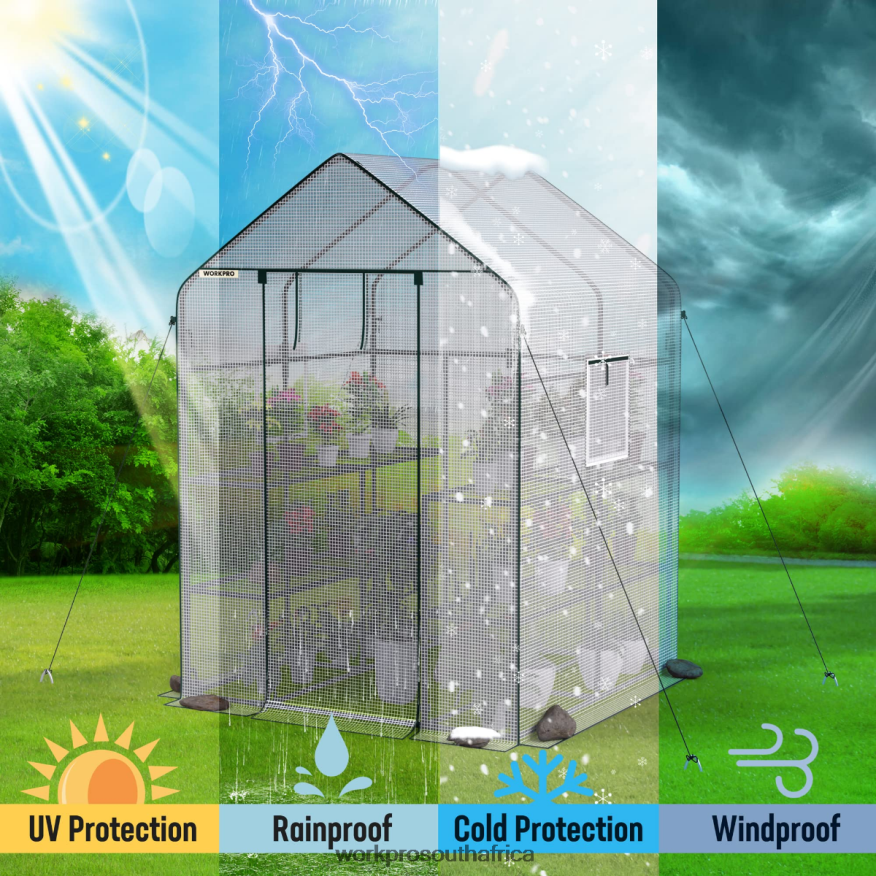 ZA WORKPRO Large 3 Tier 8 ShelvesOutdoor Portable Walk-in Gardening Greenhouse Useful 4B8V2T290 Tool
