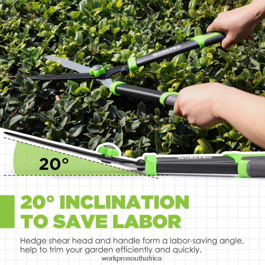 ZA WORKPRO Manual Hedge Shears with Wavy Blade & Ergonomic Comfortable Handle New 4B8V2T287 Tool