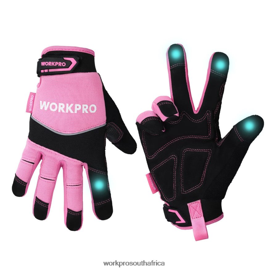 ZA WORKPRO Safety Work Gloves, Touch Screen, Terry Fabric, Non-Slip Working Gloves- M Pink 4B8V2T250 Tool