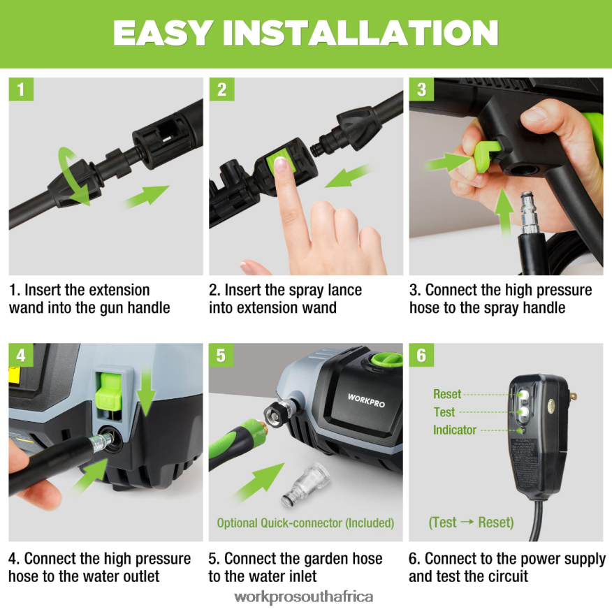 ZA WORKPRO 1900 Max PSI 1.8 GPM 12-Amp Compact Electric High Pressure Washer Helpful 4B8V2T299 Tool