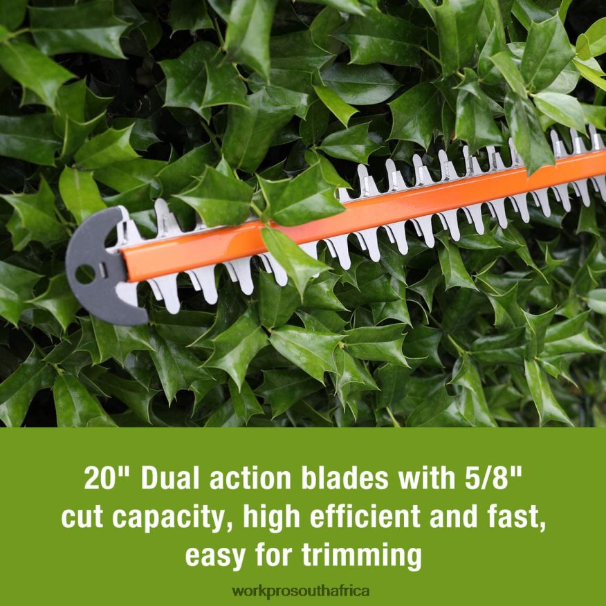 ZA WORKPRO 20V Cordless Hedge Trimmer Dual Action Blades Electric Gardening Tool 2.0Ah Battery and 1 Hour Quick Charger Included Morden 4B8V2T295 Tool