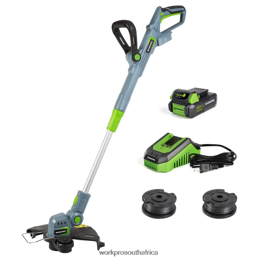 ZA WORKPRO 20V Cordless String Trimmer / Edger 12-inch with 2Ah Lithium-Ion Battery 1 Hour Quick Charger 16.4ft Trimmer Line Included Helpful 4B8V2T293 Tool