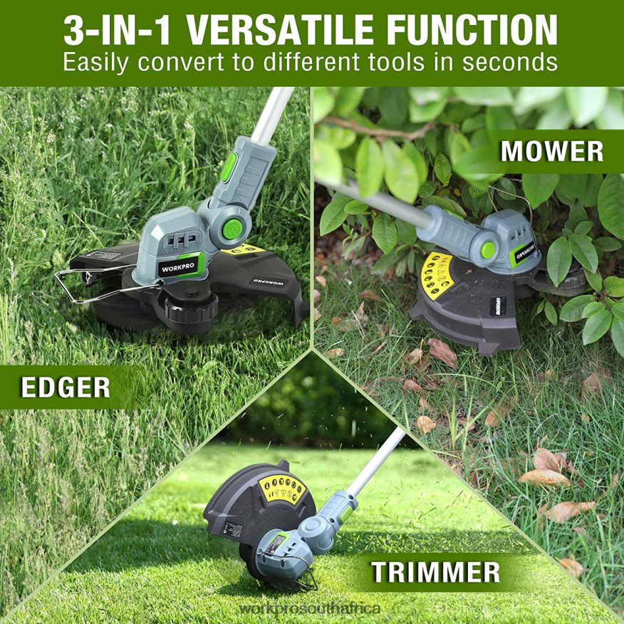 ZA WORKPRO 20V Cordless String Trimmer / Edger 12-inch with 2Ah Lithium-Ion Battery 1 Hour Quick Charger 16.4ft Trimmer Line Included Helpful 4B8V2T293 Tool