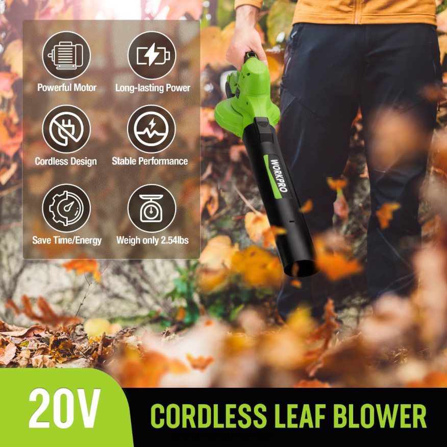 ZA WORKPRO 20V Lightweight Mini Cordless Leaf Blower wih Battery and Charger, 2-Speed Control Morden 4B8V2T303 Tool