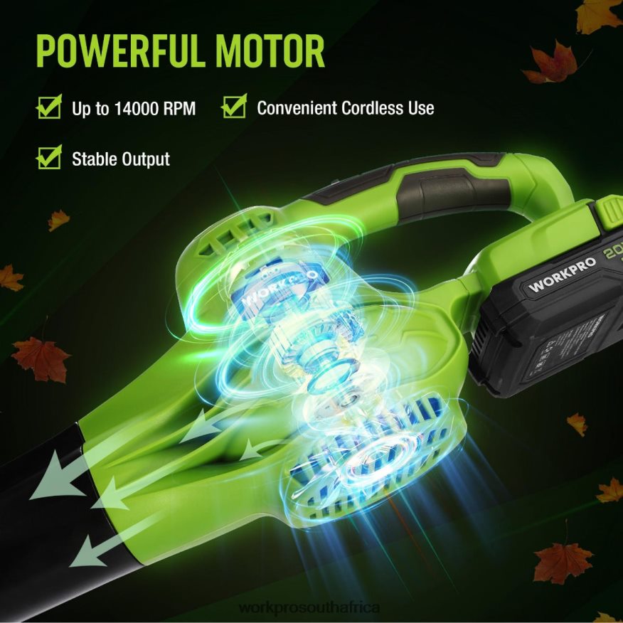 ZA WORKPRO 20V Lightweight Mini Cordless Leaf Blower wih Battery and Charger, 2-Speed Control Morden 4B8V2T303 Tool