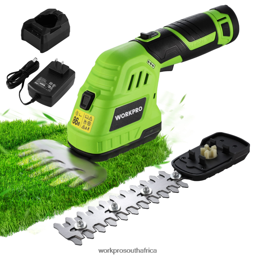 ZA WORKPRO 2 in 1 12V Electric Cordless Grass Hedge Shear & Handheld Shrubbery Trimmer, with 2.0Ah Rechargeable Lithium-Ion Battery and 1 Hour Fast Charger Morden 4B8V2T301 Tool