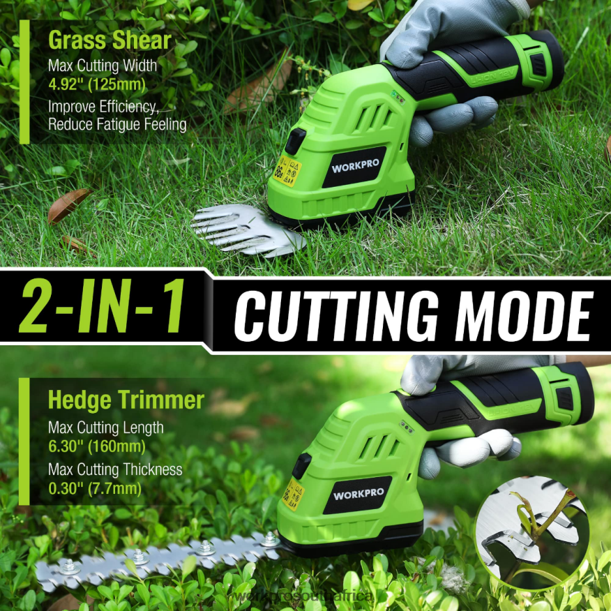 ZA WORKPRO 2 in 1 12V Electric Cordless Grass Hedge Shear & Handheld Shrubbery Trimmer, with 2.0Ah Rechargeable Lithium-Ion Battery and 1 Hour Fast Charger Morden 4B8V2T301 Tool