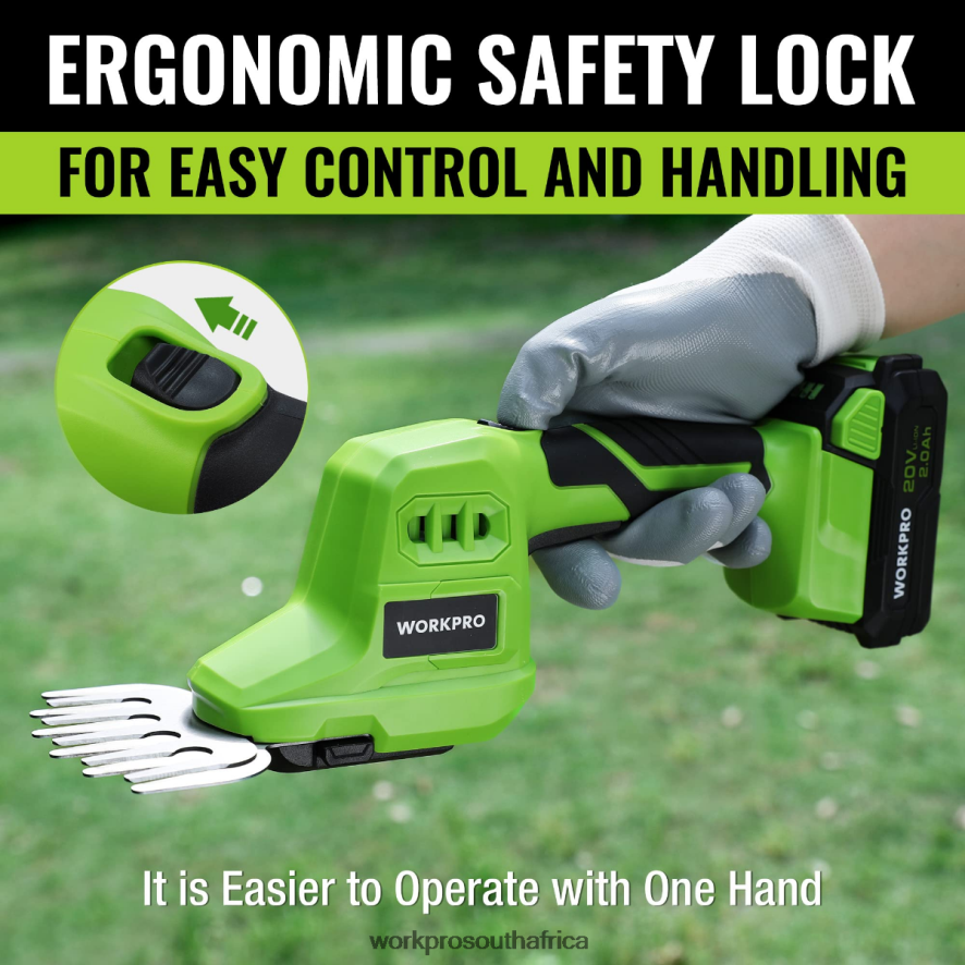 ZA WORKPRO 2 in 1 20V Electric Cordless Grass Hedge Shear & Handheld Shrubbery Trimmer, with 2.0Ah Rechargeable Lithium-Ion Battery and 1 Hour Fast Charger Useful 4B8V2T302 Tool