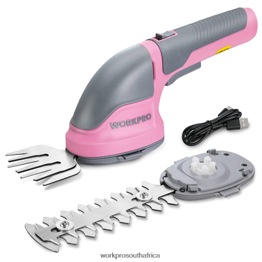 ZA WORKPRO 2 in 1 Handheld 3.6V Electric Cordless Shrubbery Trimmer Hedge Shears/Grass Cutter Pink/Green/White 4B8V2T268 Tool