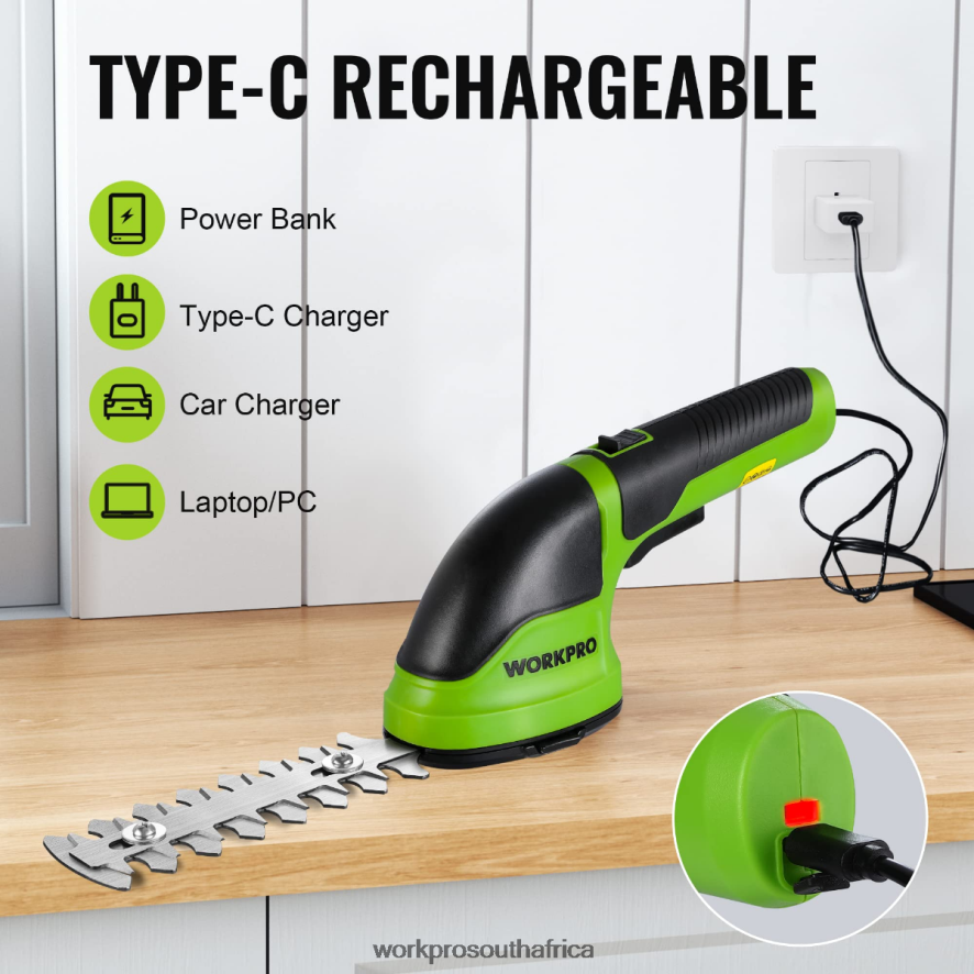 ZA WORKPRO 2 in 1 Handheld 3.6V Electric Cordless Shrubbery Trimmer Hedge Shears/Grass Cutter Pink/Green/White 4B8V2T268 Tool