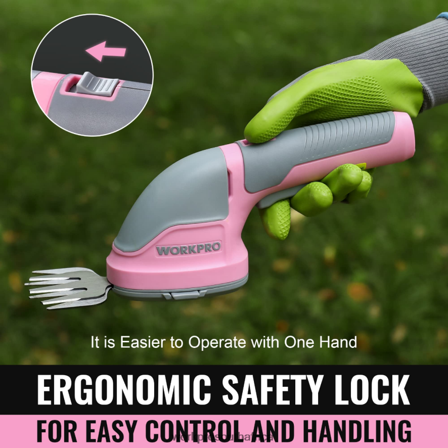 ZA WORKPRO 2 in 1 Handheld 3.6V Electric Cordless Shrubbery Trimmer Hedge Shears/Grass Cutter Pink/Green/White 4B8V2T268 Tool