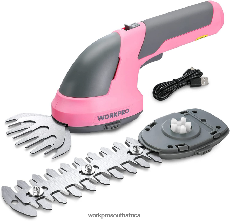 ZA WORKPRO 2 in 1 Handheld 7.2V Electric Cordless Shrubbery Trimmer Hedge Shears/Grass Cutter Pink/Green/White 4B8V2T269 Tool