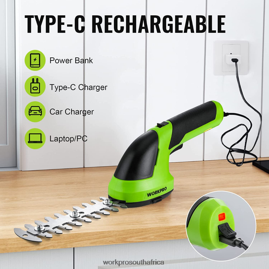 ZA WORKPRO 2 in 1 Handheld 7.2V Electric Cordless Shrubbery Trimmer Hedge Shears/Grass Cutter Pink/Green/White 4B8V2T269 Tool