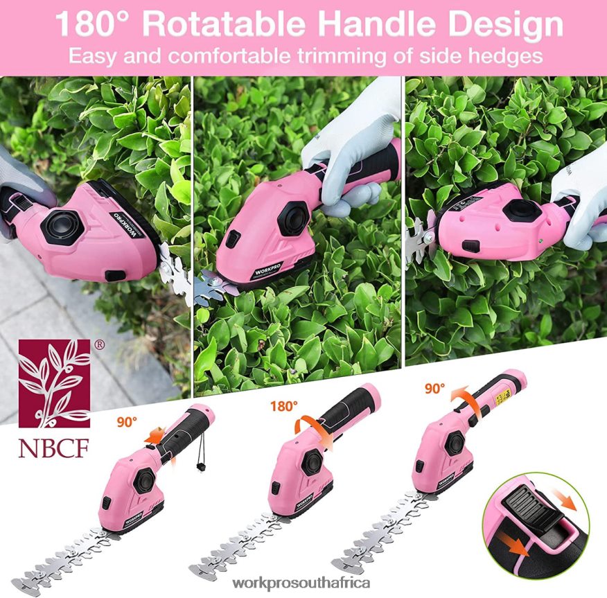 ZA WORKPRO 2 in 1 Handheld Hedge Trimmer 7.2V Electric Grass Trimmer/Hedge Shears Pink 4B8V2T266 Tool