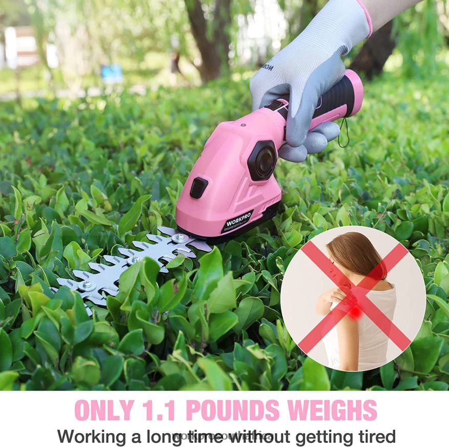 ZA WORKPRO 2 in 1 Handheld Hedge Trimmer 7.2V Electric Grass Trimmer/Hedge Shears Pink 4B8V2T266 Tool
