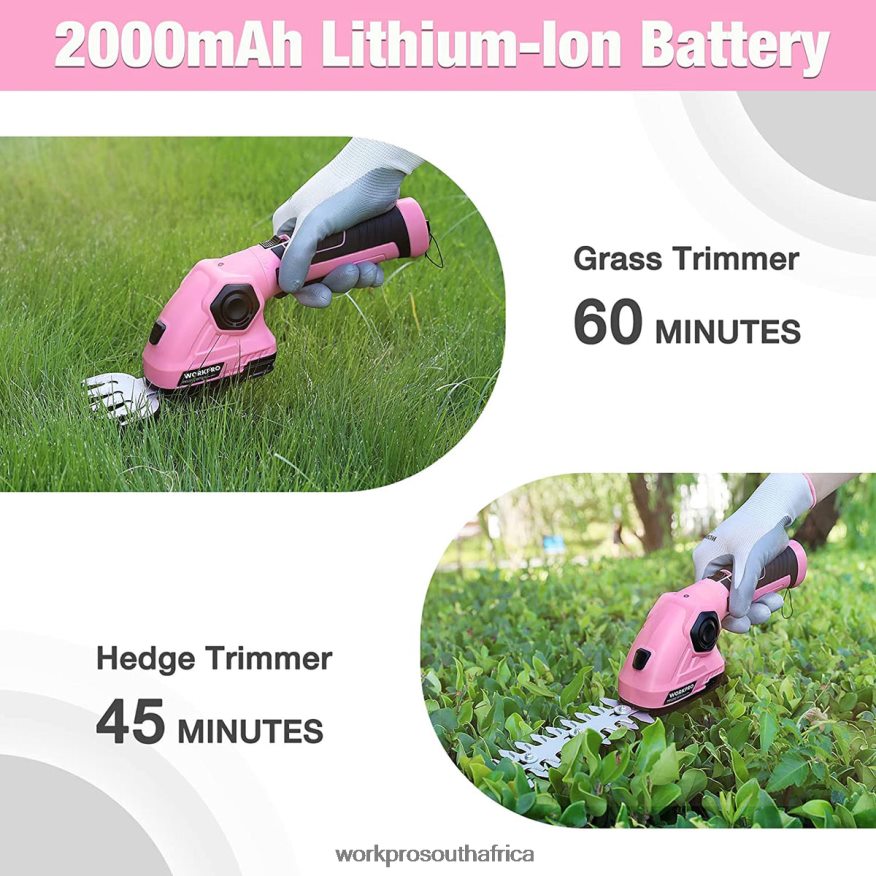 ZA WORKPRO 2 in 1 Handheld Hedge Trimmer 7.2V Electric Grass Trimmer/Hedge Shears Pink 4B8V2T266 Tool