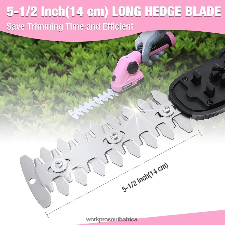 ZA WORKPRO 2 in 1 Handheld Hedge Trimmer 7.2V Electric Grass Trimmer/Hedge Shears Pink 4B8V2T266 Tool