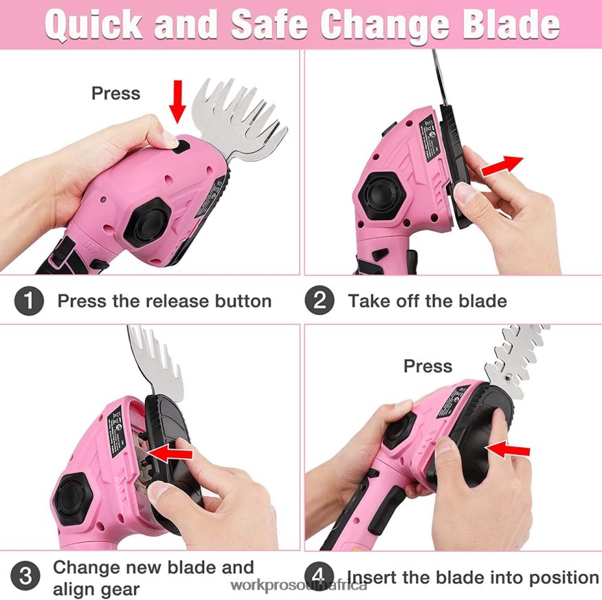 ZA WORKPRO 2 in 1 Handheld Hedge Trimmer 7.2V Electric Grass Trimmer/Hedge Shears Pink 4B8V2T266 Tool