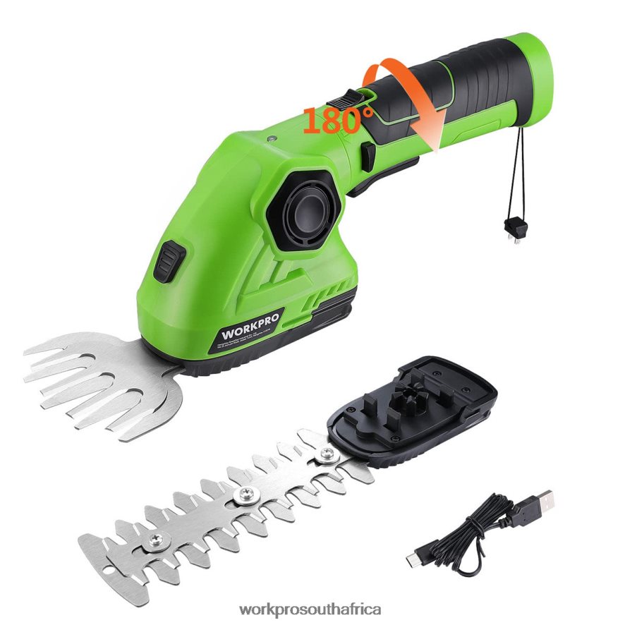 ZA WORKPRO Cordless Grass Shear & Shrubbery Trimmer 2 in 1 Handheld Hedge Trimmer 7.2V Electric Grass Trimmer Hedge Shears Green/White 4B8V2T297 Tool