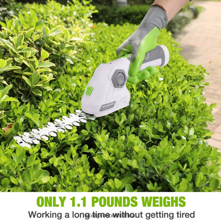 ZA WORKPRO Cordless Grass Shear & Shrubbery Trimmer 2 in 1 Handheld Hedge Trimmer 7.2V Electric Grass Trimmer Hedge Shears Green/White 4B8V2T297 Tool