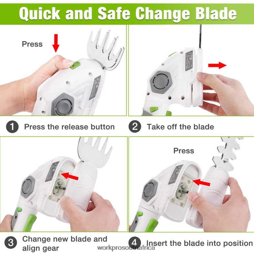 ZA WORKPRO Cordless Grass Shear & Shrubbery Trimmer 2 in 1 Handheld Hedge Trimmer 7.2V Electric Grass Trimmer Hedge Shears Green/White 4B8V2T297 Tool