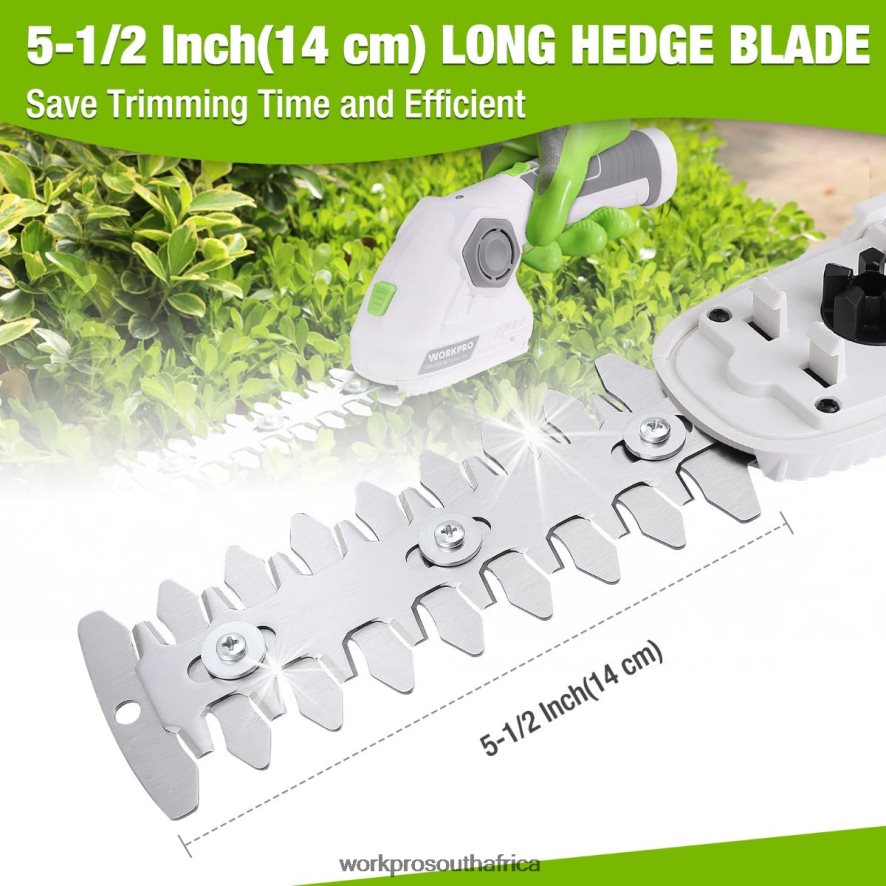 ZA WORKPRO Cordless Grass Shear & Shrubbery Trimmer 2 in 1 Handheld Hedge Trimmer 7.2V Electric Grass Trimmer Hedge Shears Green/White 4B8V2T297 Tool