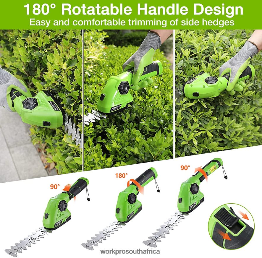 ZA WORKPRO Cordless Grass Shear & Shrubbery Trimmer 2 in 1 Handheld Hedge Trimmer 7.2V Electric Grass Trimmer Hedge Shears Green/White 4B8V2T297 Tool