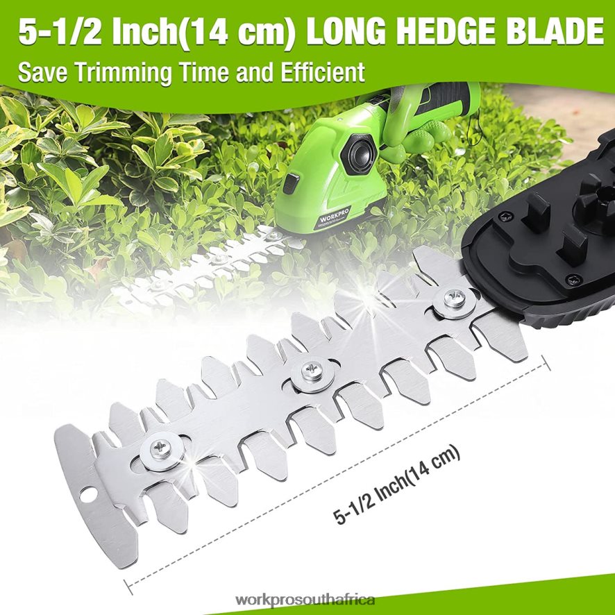 ZA WORKPRO Cordless Grass Shear & Shrubbery Trimmer 2 in 1 Handheld Hedge Trimmer 7.2V Electric Grass Trimmer Hedge Shears Green/White 4B8V2T297 Tool