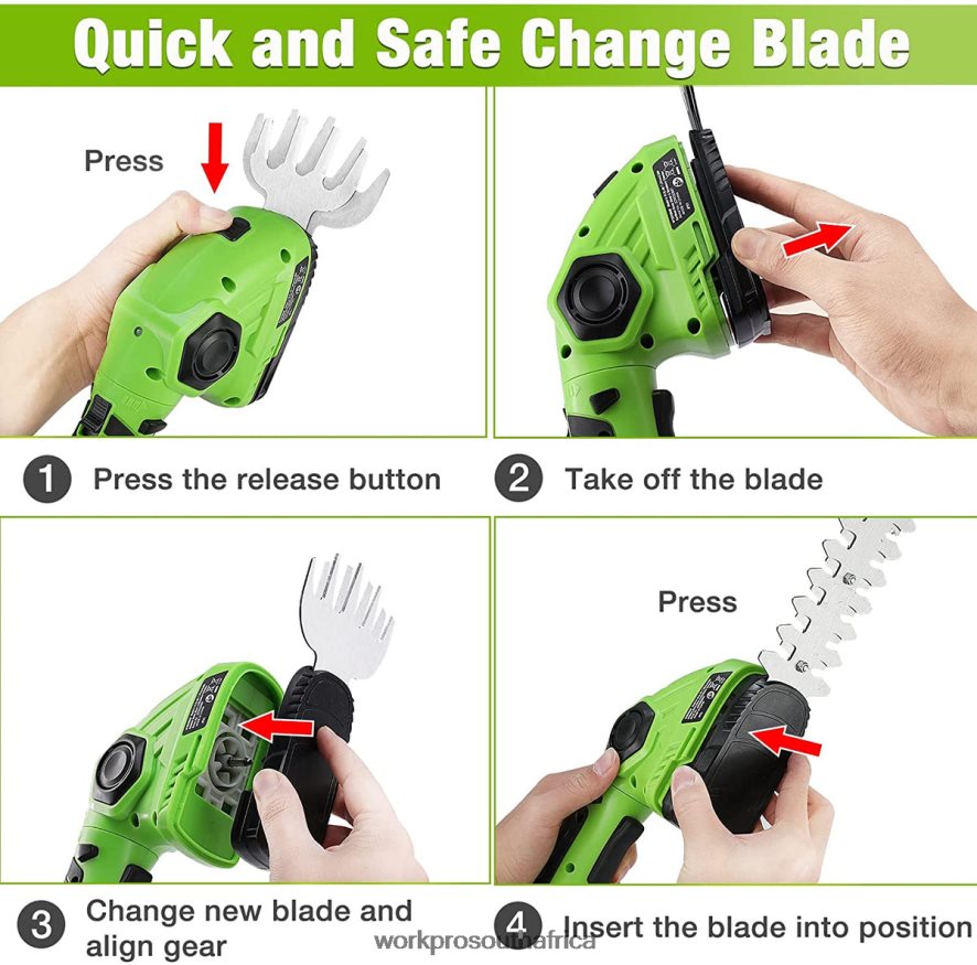 ZA WORKPRO Cordless Grass Shear & Shrubbery Trimmer 2 in 1 Handheld Hedge Trimmer 7.2V Electric Grass Trimmer Hedge Shears Green/White 4B8V2T297 Tool