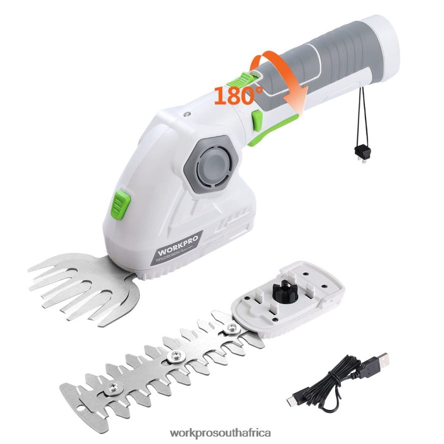 ZA WORKPRO Cordless Grass Shear & Shrubbery Trimmer 2 in 1 Handheld Hedge Trimmer 7.2V Electric Grass Trimmer Hedge Shears Green/White 4B8V2T297 Tool